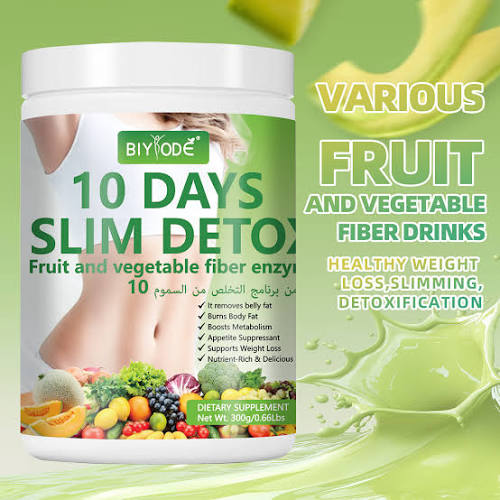 Biyode Slim Detox 10 Días Control de Peso, Promueve la Digestión y la Quema de Grasa, Té en Sobres de Frutas y Verduras en Polvo